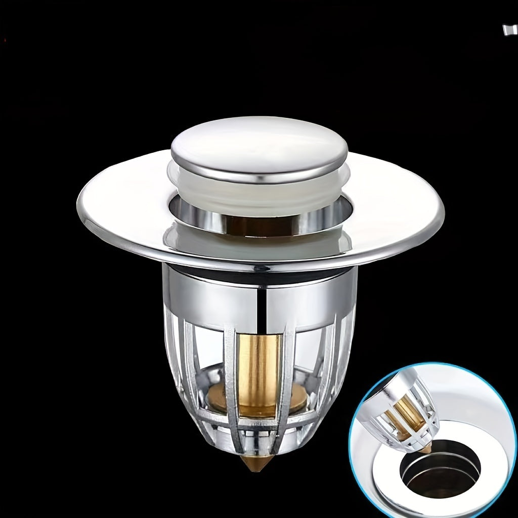 1pc Bouchon D'évier Universel Pour Salle De Bain, Bouchon De Vidange Anti-obstruction, Bouchon De Baignoire À Pression, Bouchon D'eau Multifonction Rond Pour Salle De Bain À Domicile, Accessoires De Salle De Bain Essentiels À Domicile