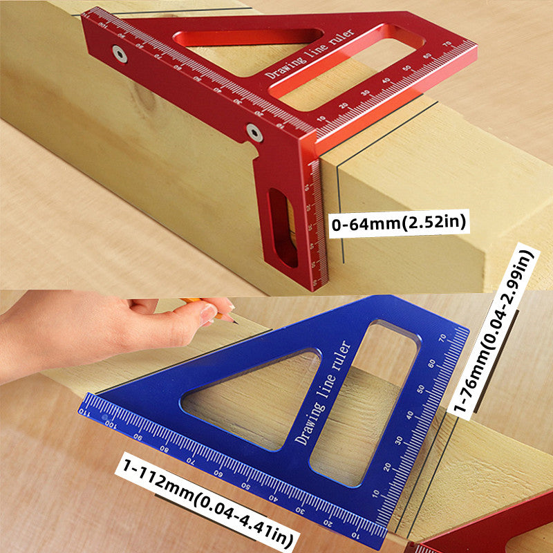 1 Équerre De Charpentier, Rapporteur D'équerre Pour Le Travail Du Bois, Règle De Triangle D'onglet En Aluminium, Règle De Mesure De Mise En Page 3D Multi-angle 45/90 Degrés