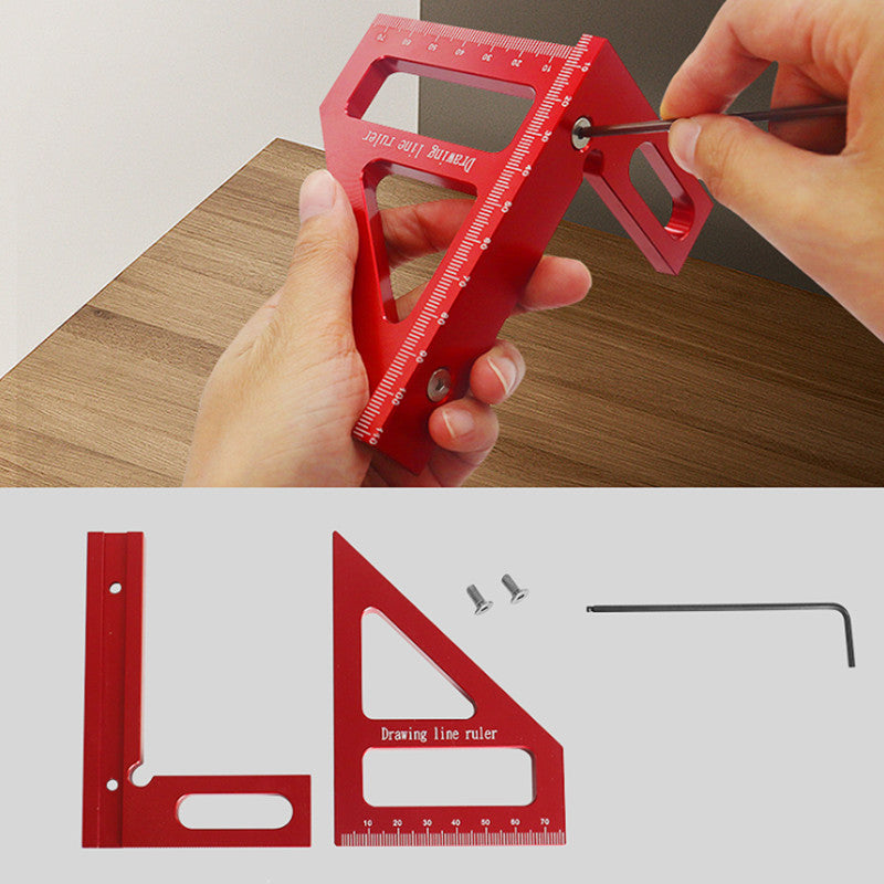 1 Équerre De Charpentier, Rapporteur D'équerre Pour Le Travail Du Bois, Règle De Triangle D'onglet En Aluminium, Règle De Mesure De Mise En Page 3D Multi-angle 45/90 Degrés
