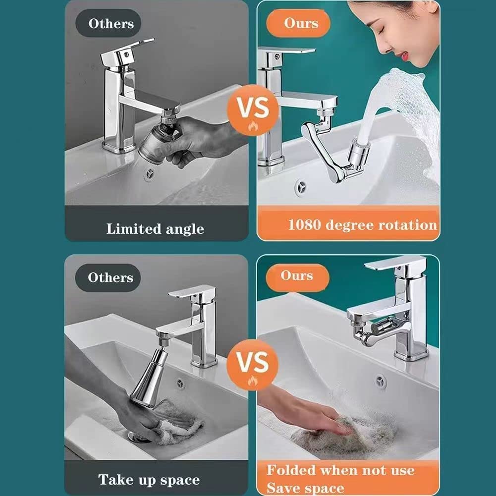 1pc Bras Mécanique, Aérateur De Robinet Universel Lavabo, Robinet Rotatif À 1080 Degrés, Bouche D'Eau Anti-éclaboussures Pour Toilettes Lavabo