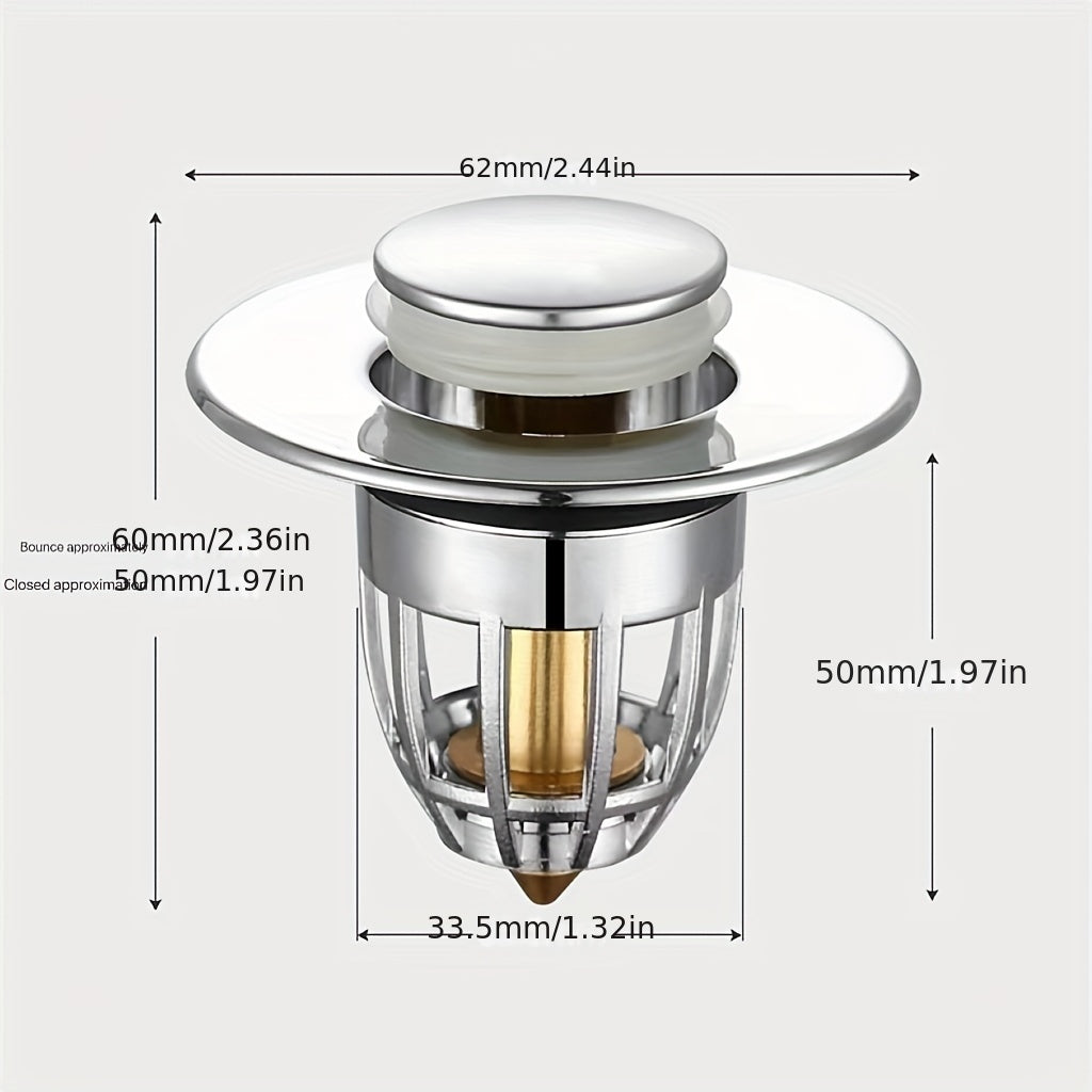 1pc Bouchon D'évier Universel Pour Salle De Bain, Bouchon De Vidange Anti-obstruction, Bouchon De Baignoire À Pression, Bouchon D'eau Multifonction Rond Pour Salle De Bain À Domicile, Accessoires De Salle De Bain Essentiels À Domicile