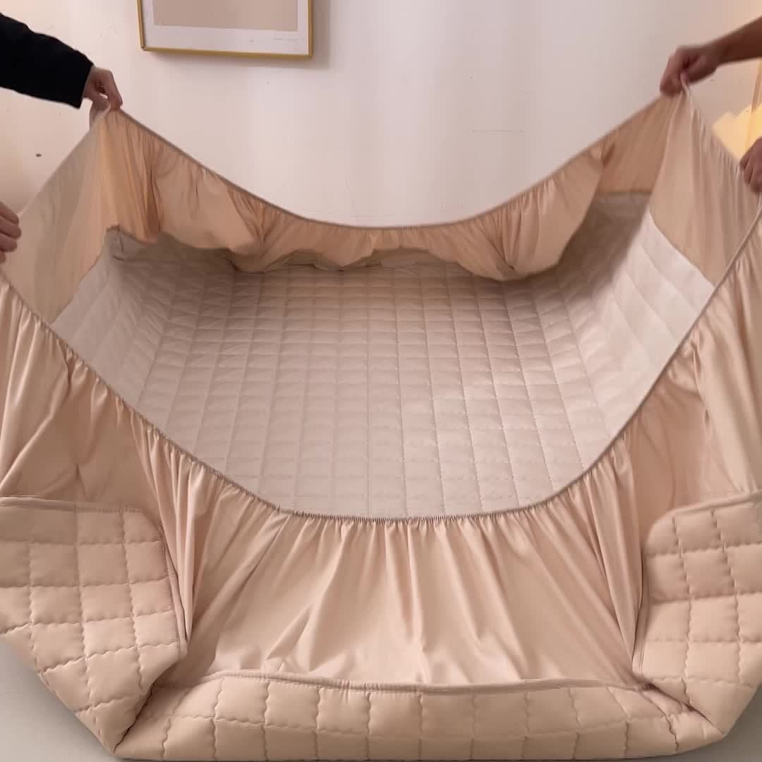 1pc Protège-matelas Imperméable Matelassé (sans Oreiller Ni Noyau), Housse De Matelas Confortable Et Douce De Couleur Unie, Pour Chambre À Coucher, Chambre D'amis, Avec Poche Profonde, Drap-housse Ajusté Uniquement