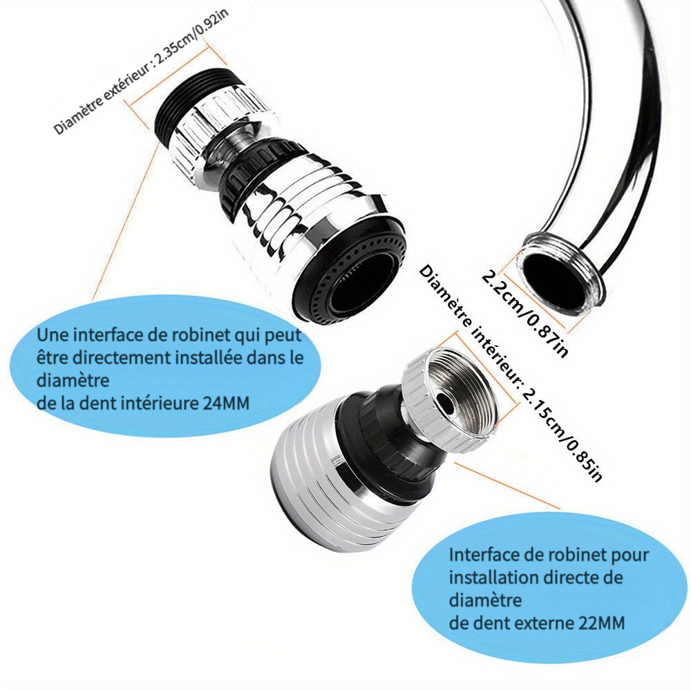 1 pièce, robinet économiseur d'eau rotatif à 360 degrés pour la cuisine, aérateur, diffuseur, filtre de buse de robinet, adaptateur