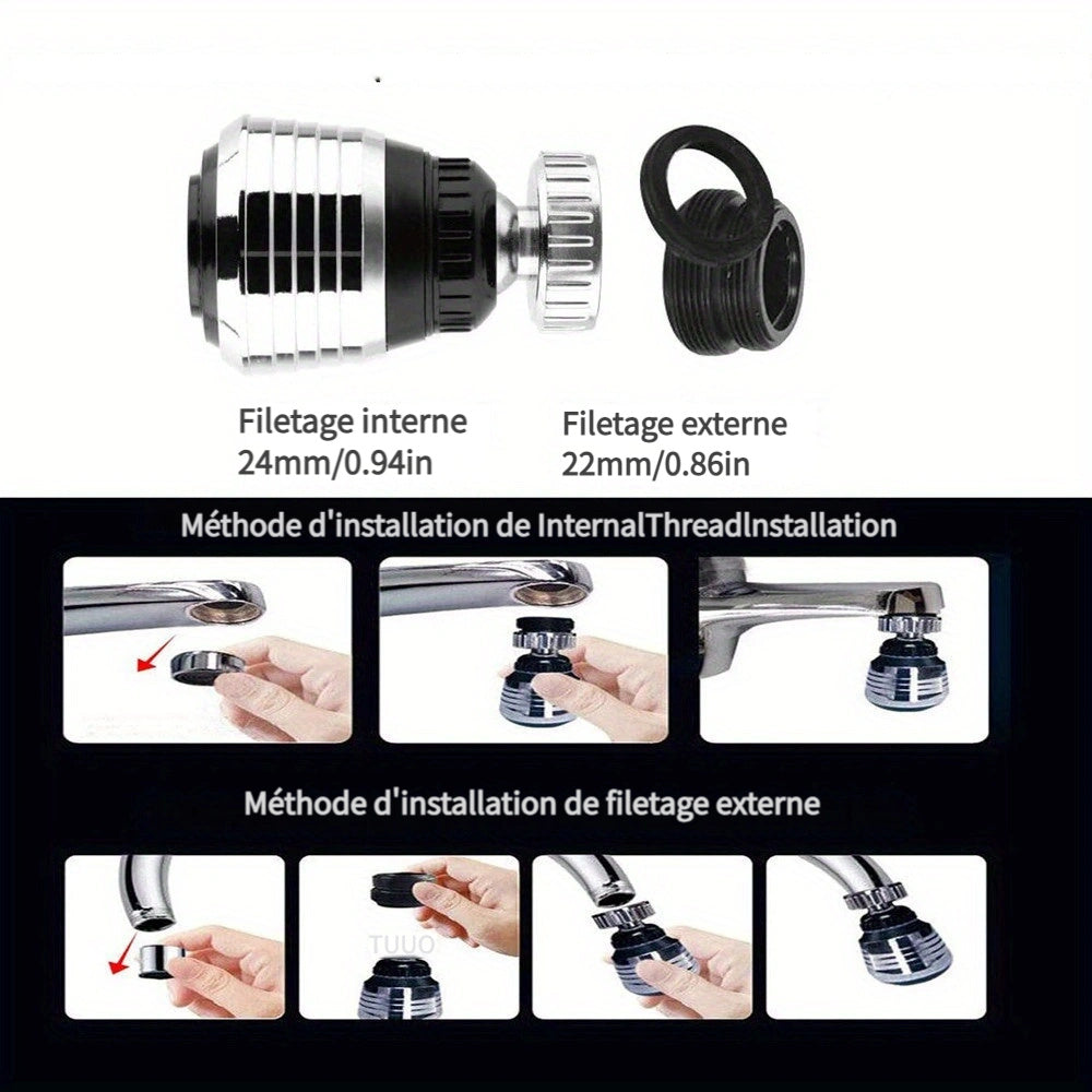 1 pièce, robinet économiseur d'eau rotatif à 360 degrés pour la cuisine, aérateur, diffuseur, filtre de buse de robinet, adaptateur