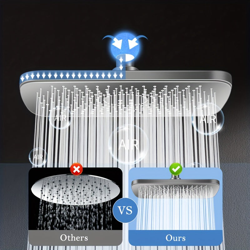 1 Pommeau De Douche À Haute Pression, Pomme De Douche De Luxe Pour Salle De Bain, Angles Réglables, Buses En Silicone Anti-colmatage, Économie D'eau (rectangle Et Circulaire), Accessoires De Salle De Bain