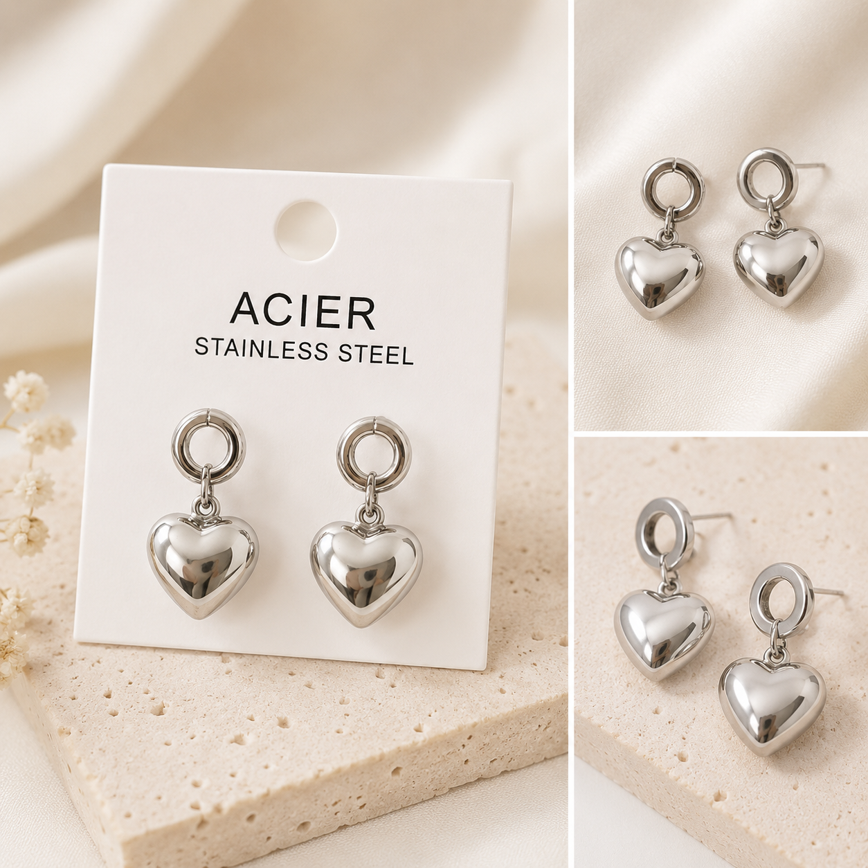 Boucles d'oreilles en acier inoxydable