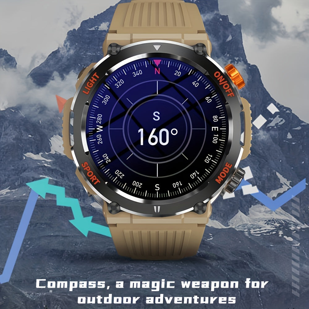 Smart Watch For Men (répondre/passent Des Appels), Sans Fil 5.3 Tactical Smart Watch Pour Android/iPhone, Tracker De Fitness Durable En Plein Air, Étanche IP68/voix AI/sommeil 450amh Batterie