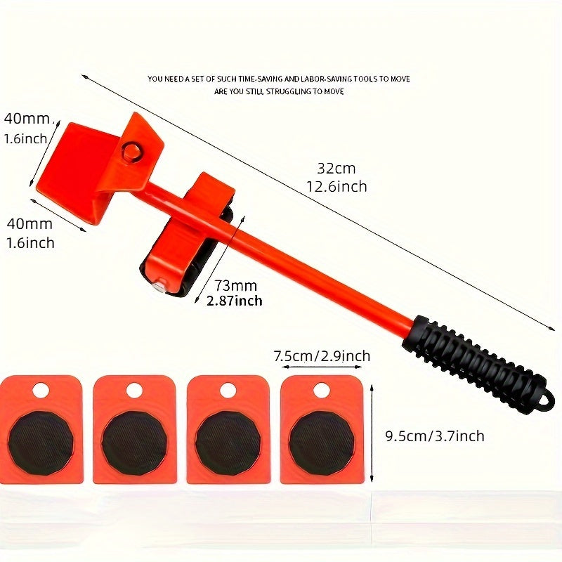 Ensemble De 5, Élévateur De Meubles, Kit De Glissières De Meubles De 9,91 Cm X 7,8 Cm, Outils De Déplacement De Meubles, Patins Rotatifs À 360 Degrés, Reconcevoir Et Réorganiser Facilement Le Canapé De L'espace De Vie, Plastique Et Acier Au Carbone