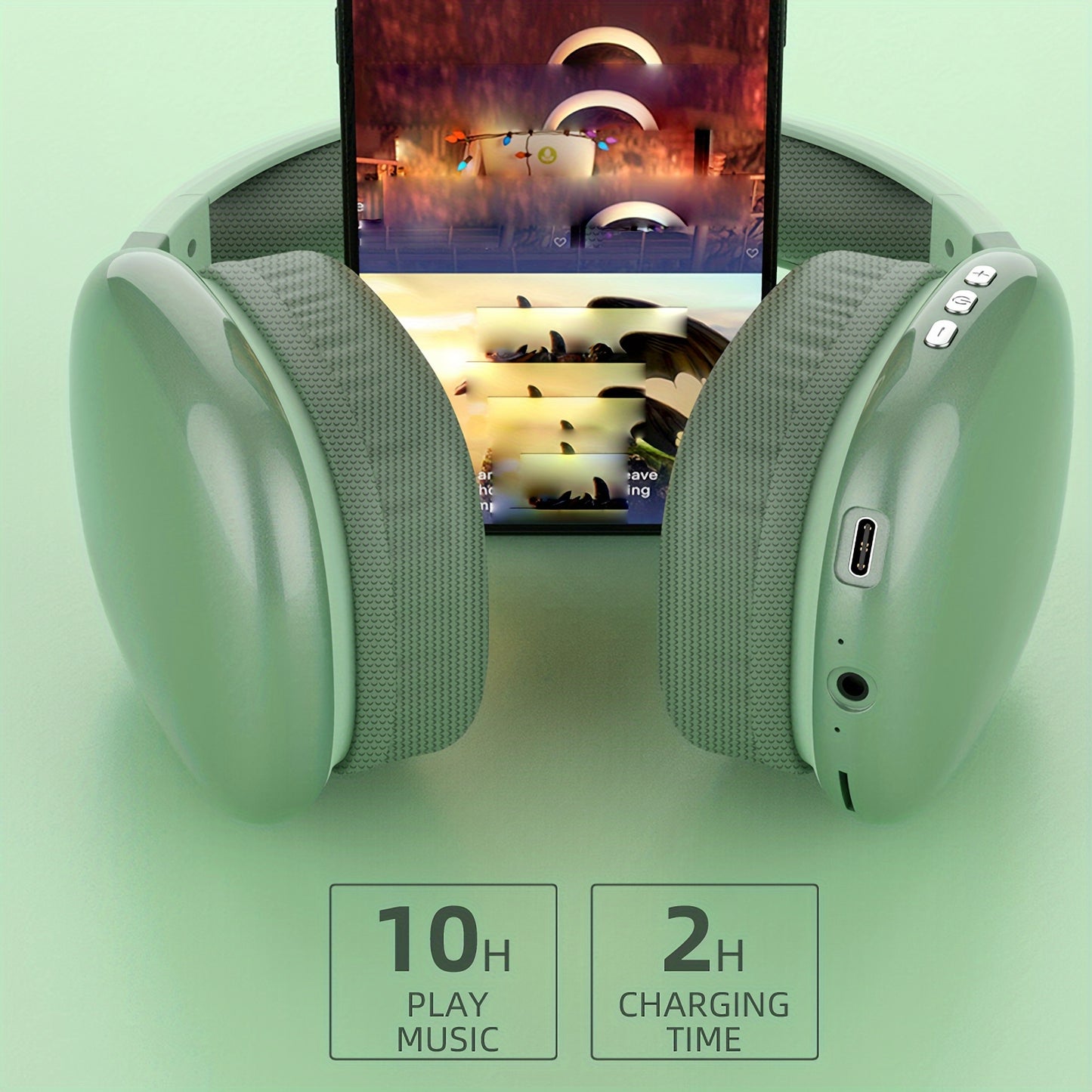 Wireless Over-Ear-Headphones, Casque Stéréo Avec Microphone, Basses Puissantes, Port De Charge USB-C, FM, SD/TF, Écouteurs De Sport, Casque De Jeu