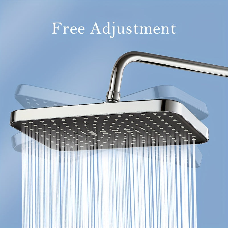 1 Pommeau De Douche À Haute Pression, Pomme De Douche De Luxe Pour Salle De Bain, Angles Réglables, Buses En Silicone Anti-colmatage, Économie D'eau (rectangle Et Circulaire), Accessoires De Salle De Bain