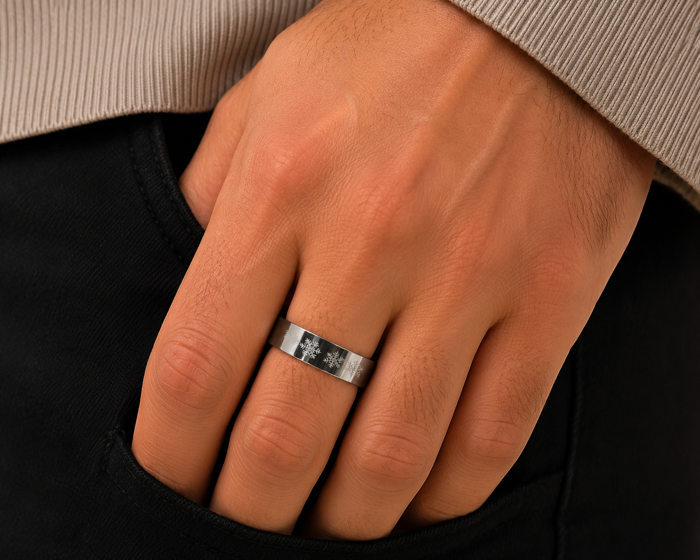 Bague Acier Inoxydable Flocon de Neige Mixte Homme Femme – Taille 57 (18 mm)