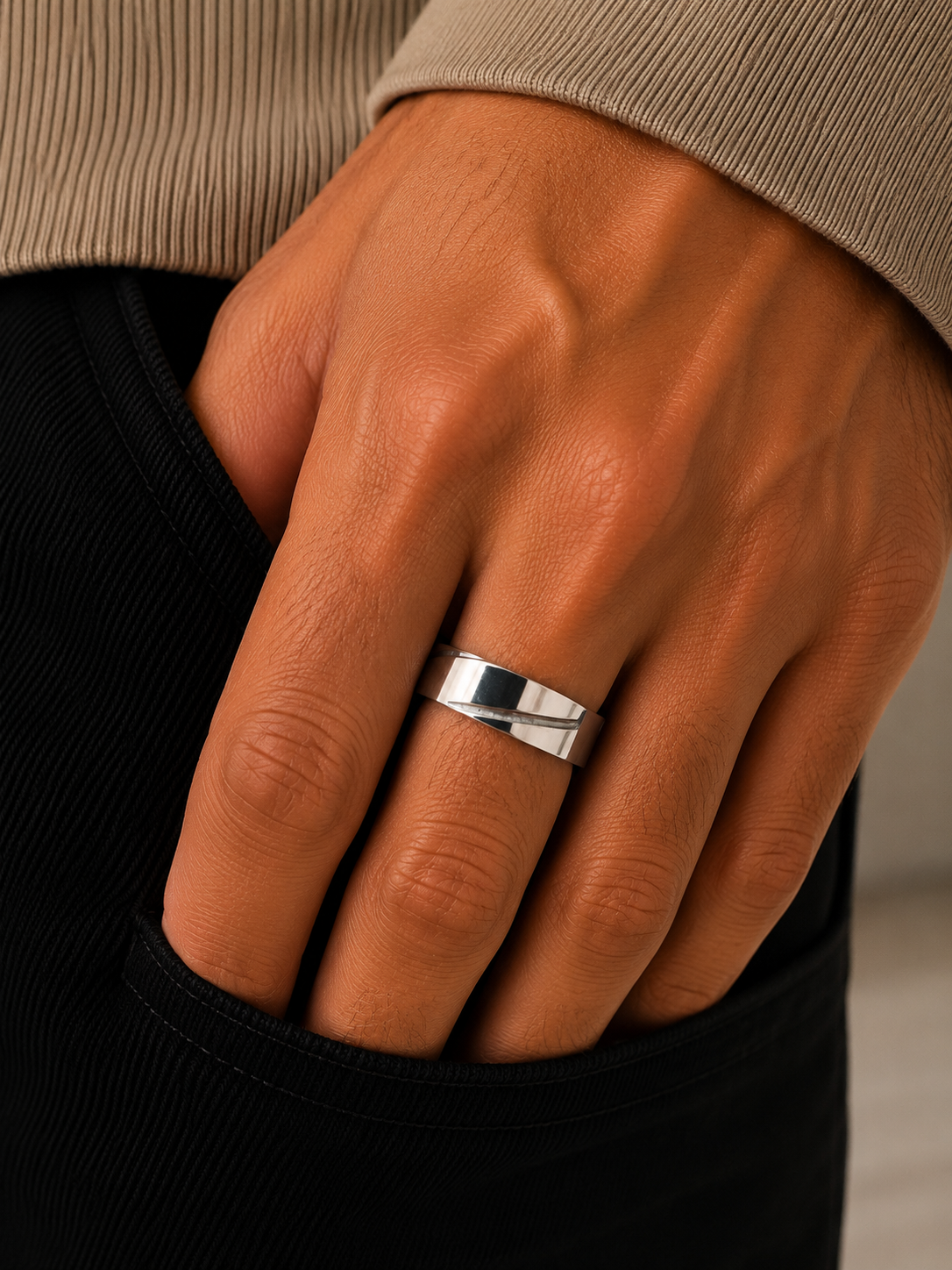 Bague Acier Inoxydable Minimaliste Argentée – Taille 19 (FR 60)
