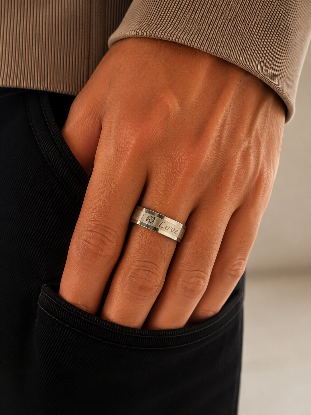 Bague Love Acier Inoxydable – Taille 19 (FR 60)