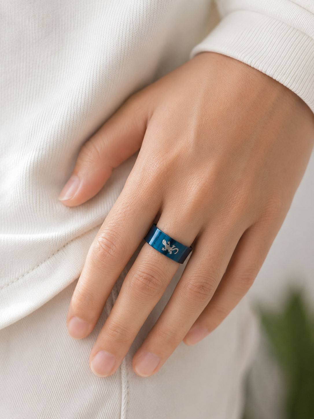 Bague Lézard Bleu Métallisé – Taille 57 et Taille 63
