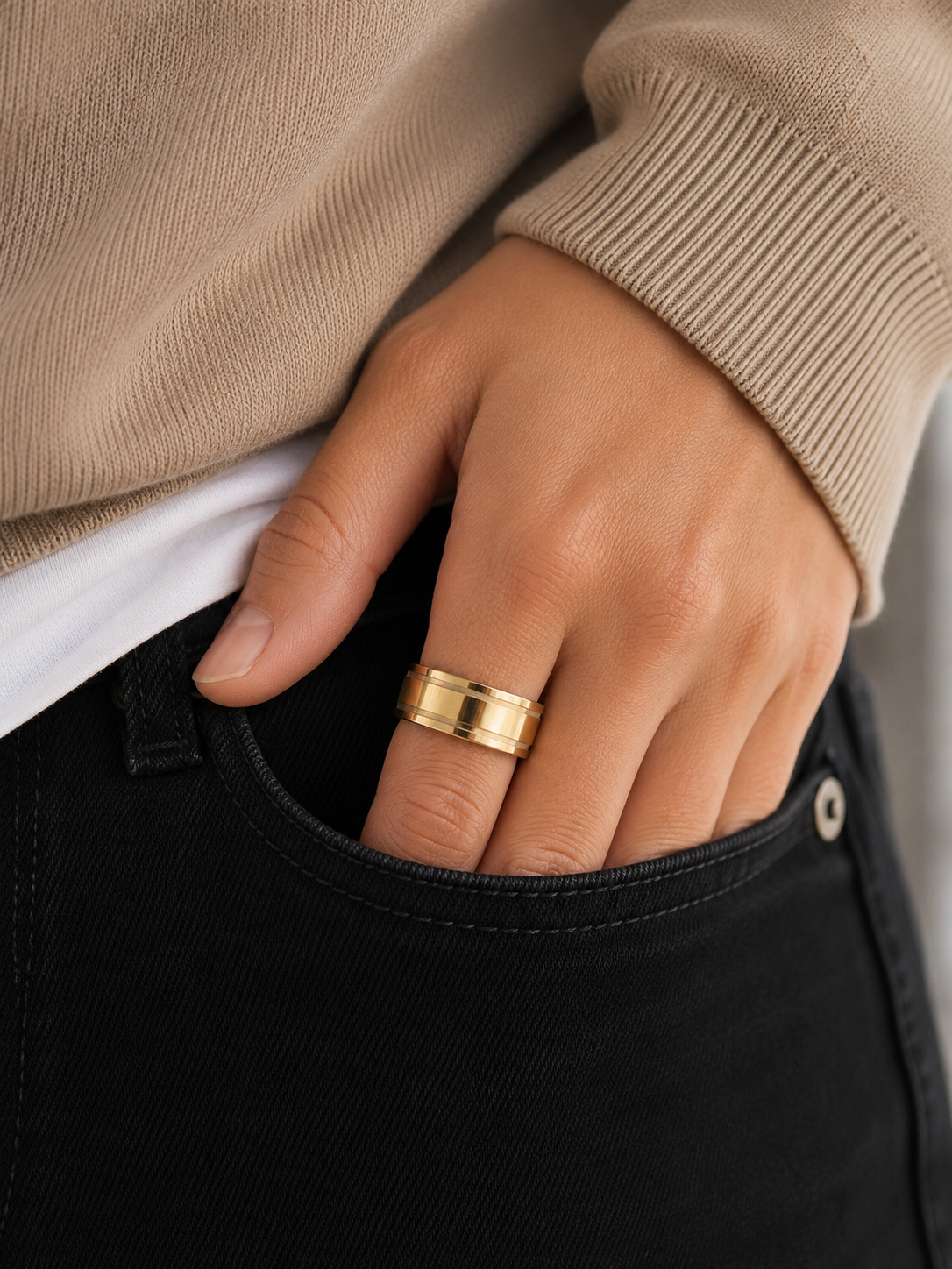 Bague Dorée Élégance Moderne – Taille 17 (FR 54)