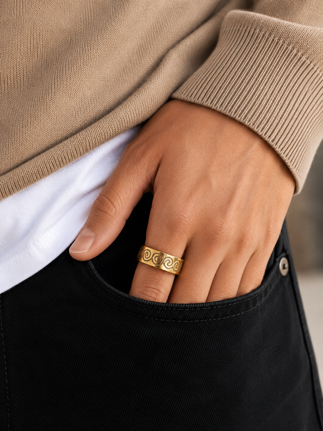 Bague Dorée Motif Spirale – Taille 19 (FR 60)
