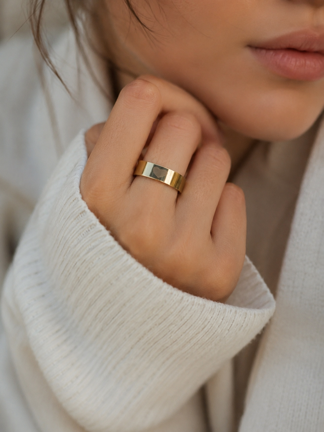 Bague Cœur Doré Élégance – Taille 60