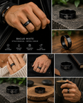 Bague Mixte Noire en Acier Inoxydable – Clé de Sol Gravée