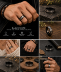 Bague Mixte Love en Acier Inoxydable Noir – Gravure Romantique