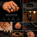 Bague Love Noire en Acier Inoxydable – Cœur Gravé Mixte
