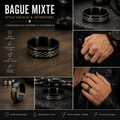 Bague Mixte Noire Motif Entrelacé en Acier Inoxydable – Style Intemporel