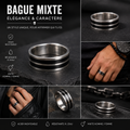 Bague Mixte Argentée et Noire en Acier Inoxydable – Élégance & Caractère