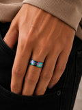 Bague Arc-en-Ciel Motif Tribal en Acier Inoxydable – Taille 20 (FR 63)