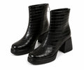 Bottines noires effet croco à talon – Taille 40 – Élégance et caractère