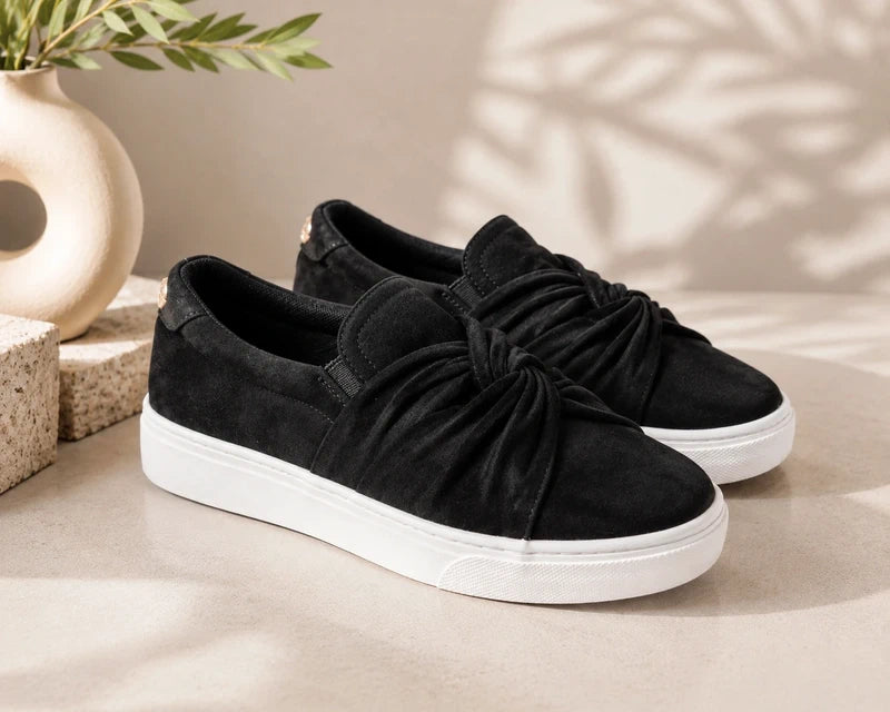 Baskets slip-on noires à nœud – Taille 39 – Élégance et confort au quotidien
