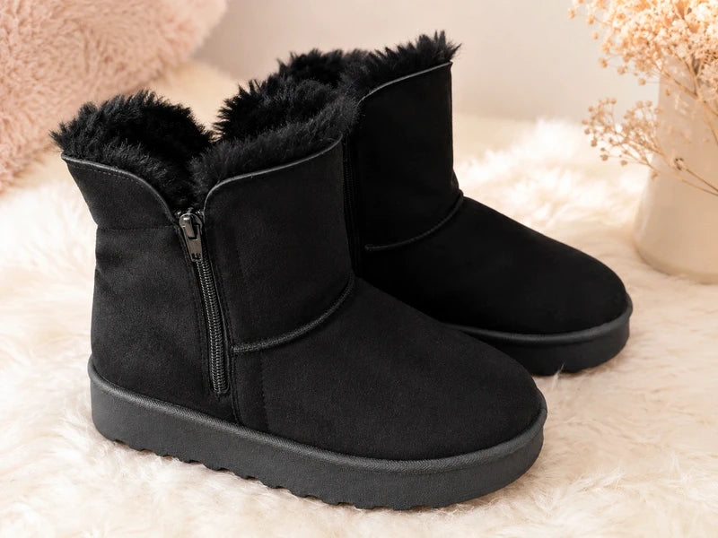 Bottines fourrées noires à plateforme – Chaleur et confort – Taille 38 - Taille 39