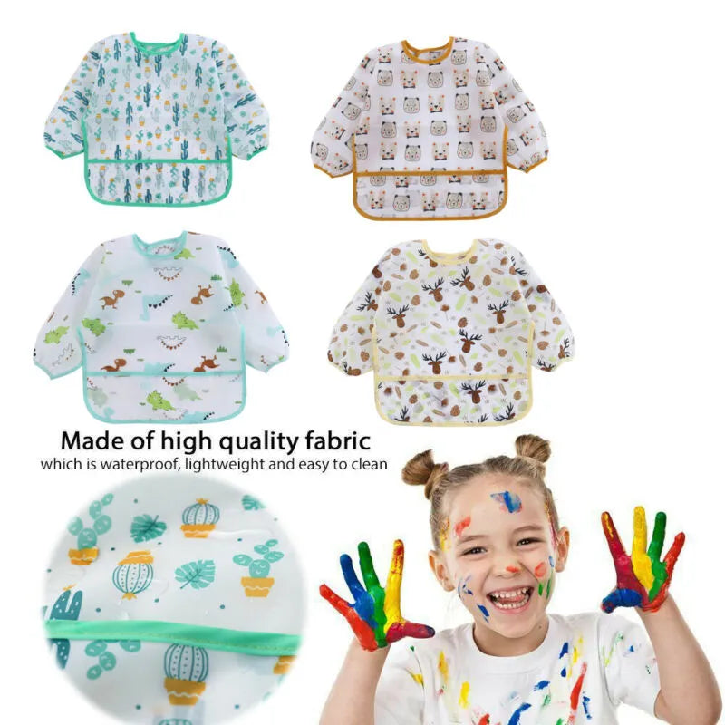 Bavoir imperméable à manches longues pour bébé de 0 à 6 ans, tablier d'alimentation pour enfant Baby Bibs New Cute Children Baby Stuff Toddler Waterproof Long Sleeve Art Smock Feeding Bib Apron for Kids 0-6 Years