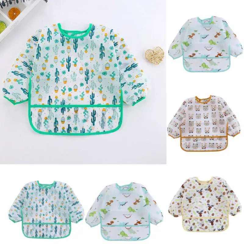 Bavoir imperméable à manches longues pour bébé de 0 à 6 ans, tablier d'alimentation pour enfant Baby Bibs New Cute Children Baby Stuff Toddler Waterproof Long Sleeve Art Smock Feeding Bib Apron for Kids 0-6 Years