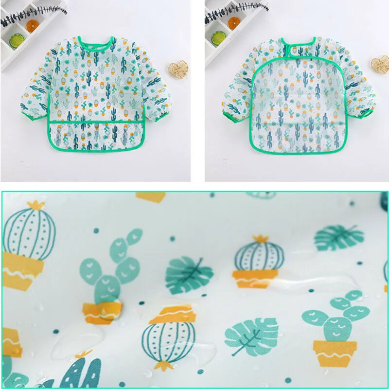 Bavoir imperméable à manches longues pour bébé de 0 à 6 ans, tablier d'alimentation pour enfant Baby Bibs New Cute Children Baby Stuff Toddler Waterproof Long Sleeve Art Smock Feeding Bib Apron for Kids 0-6 Years