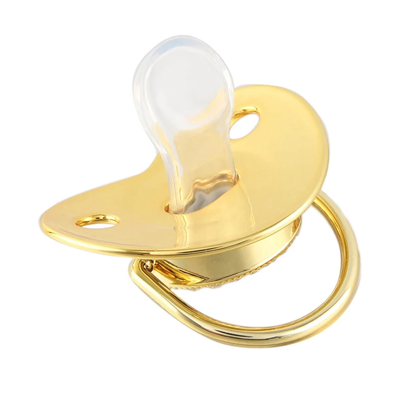 Gold Bling Name Initial Letter Baby Pacifier and Clip Alphabet Letter  Infant Pacifier Unique Name Initials Baby Shower Gifts