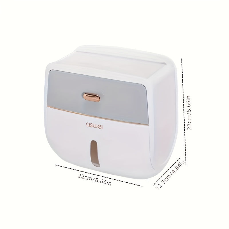 1pc Porte-papier Toilette, Boîte De Rangement De Tissus À Double Couche De Grande Capacité, Distributeur De Tissus Mural, Boîte De Tissus Étanche, Accessoires De Salle De Bain