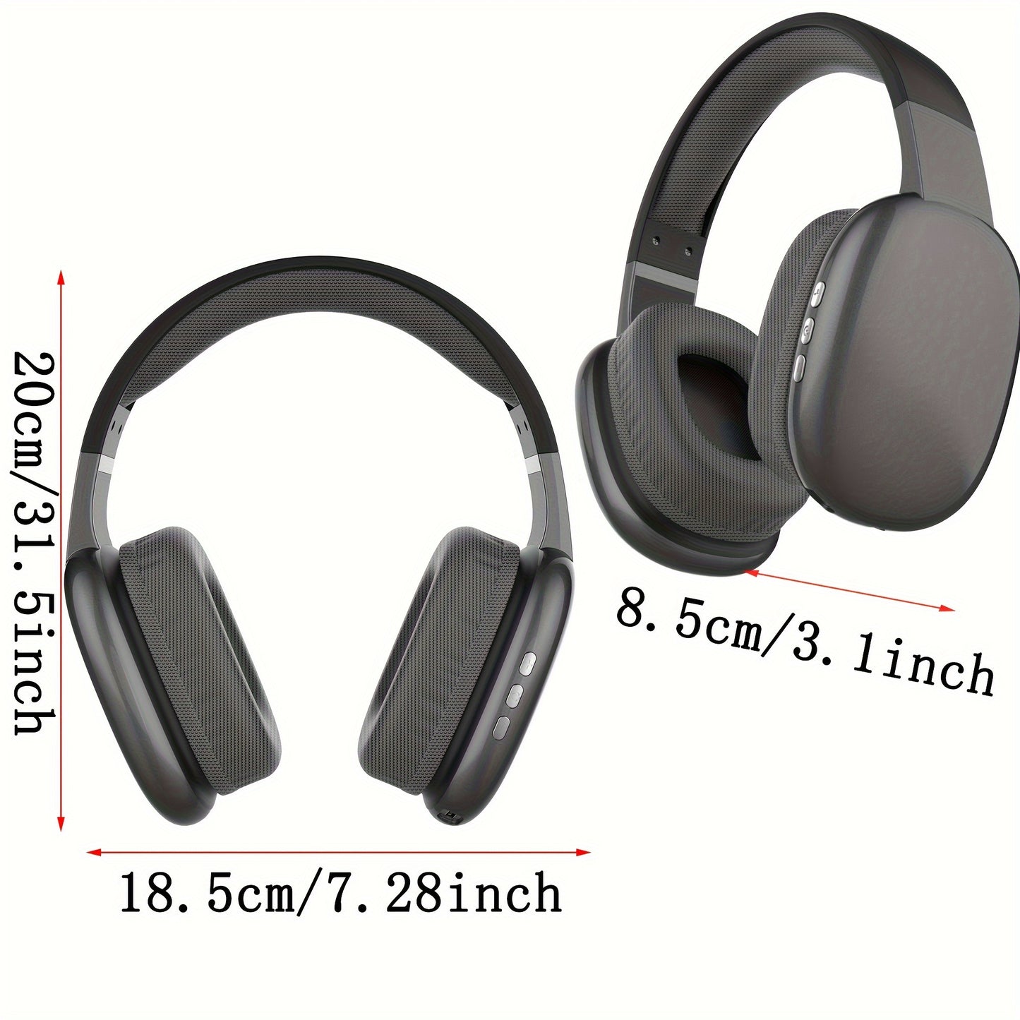 Wireless Over-Ear-Headphones, Casque Stéréo Avec Microphone, Basses Puissantes, Port De Charge USB-C, FM, SD/TF, Écouteurs De Sport, Casque De Jeu