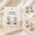 Boucles d’oreilles cœur en acier inoxydable