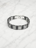 Bracelet acier et caoutchouc style gourmette – Présenté en écrin