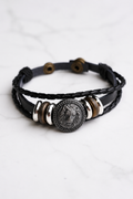 Bracelet cuir tête de lion – Présenté en écrin
