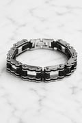 Bracelet acier et caoutchouc style gourmette – Présenté en écrin