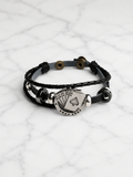 Bracelet poker en cuir et acier inoxydable – Présenté en écrin