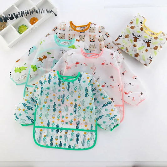 Bavoir imperméable à manches longues pour bébé de 0 à 6 ans, tablier d'alimentation pour enfant Baby Bibs New Cute Children Baby Stuff Toddler Waterproof Long Sleeve Art Smock Feeding Bib Apron for Kids 0-6 Years